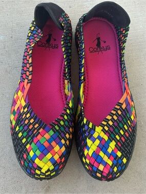 Corkys Women's Multi Colored Sidewalk Slip on Flat Shoes Size 6